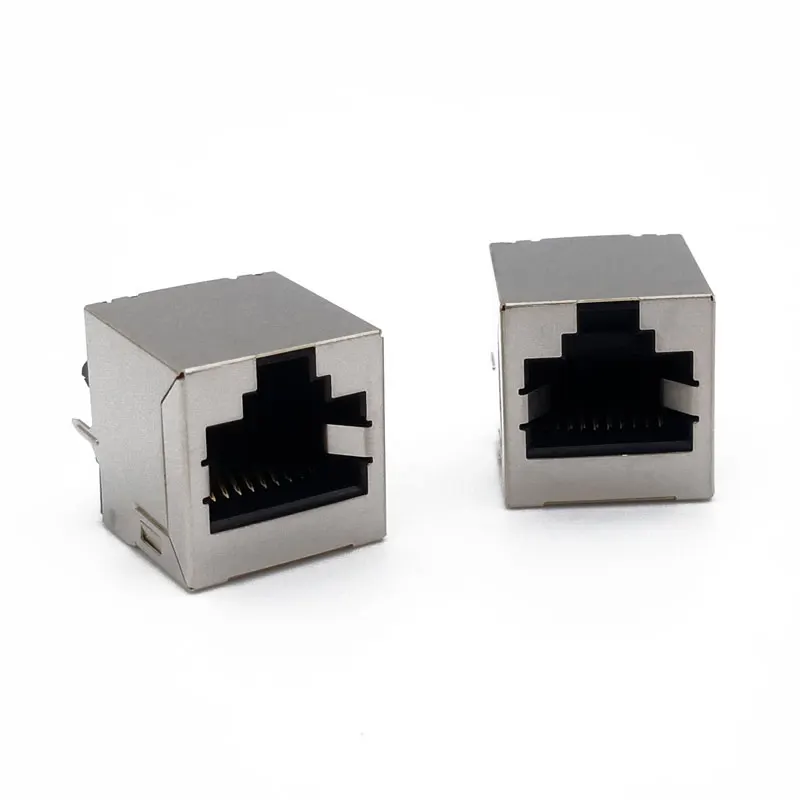 RJ50 10P10C Female Socket with Shield Network Port Socket PCB Vertical Insertion 180 Degrees RJ50 Connector Extension Cable