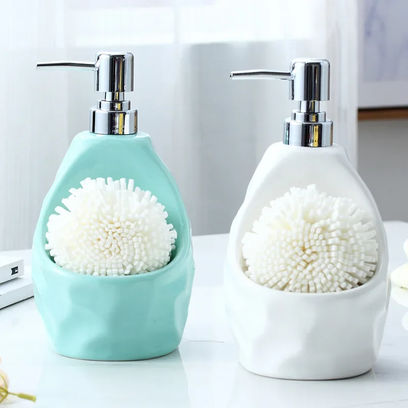 

two in one split bottle pressing head hand sanitizer bathroom accessories 600ml Soap Dispensers ceramic lotion bottle soap box