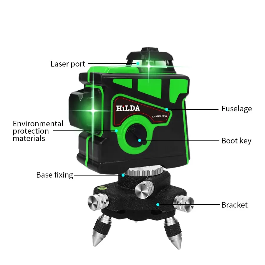 Laser Level 12 Lines 3D Self-Leveling 360 Horizontal And Vertical Cross Super Powerful Green Laser Beam Line