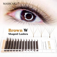 Las pestañas en forma de W marrones más nuevas 3D/4D/5D, todos los tamaños, fáciles de injertar, extensiones de pestañas individuales florecientes de larga duración de MASSCAKU