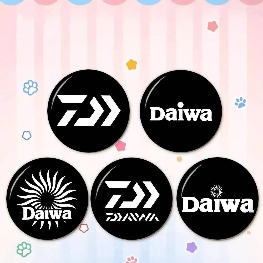 D-Daiwas Fishing Logo Cartoon Brooches Anime Badge Round Handmade Brooch Lapel Pins Jewelry for Backpack Clothes Gifts