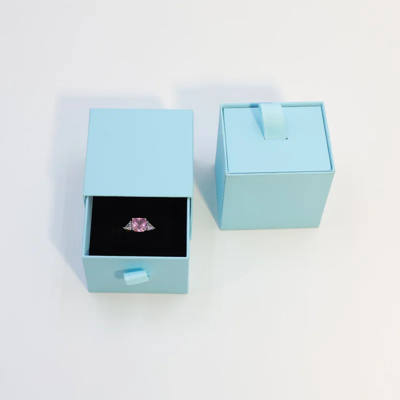 50 Stück Schmuckschachteln aus rosa Papier ohne Logo, modische minimalistische Geschenkverpackung für Ringe, Ohrringe, Halsketten, für kleine Unternehmen – Detail 4