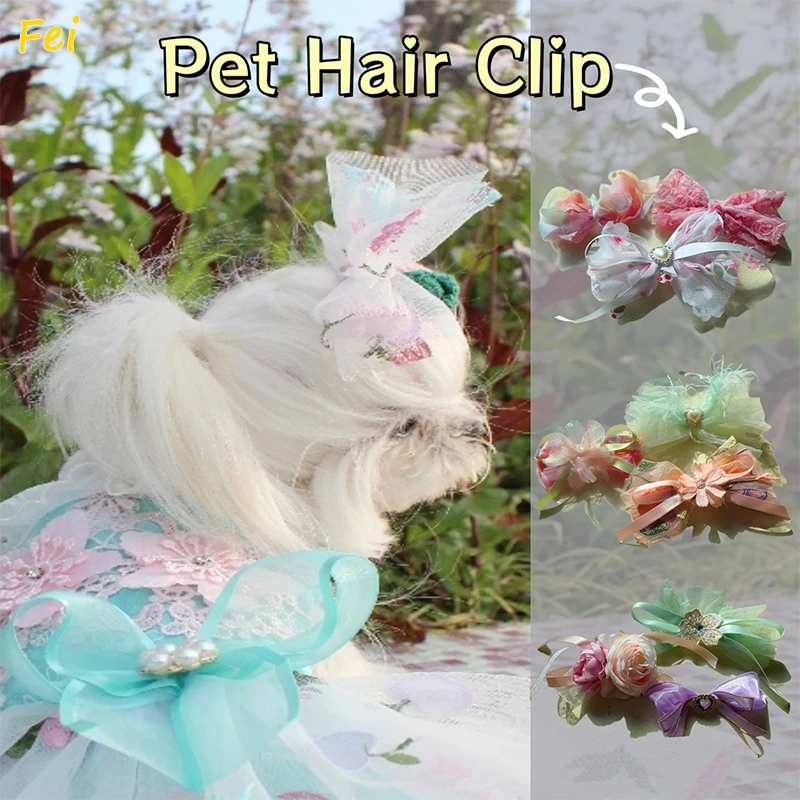 

2025 Pet Cat & Dog Hair Clips - Cute Bow Design Wedding Accessories & Pet Goodie Bags, Original Multiple Styles for Small Pets
