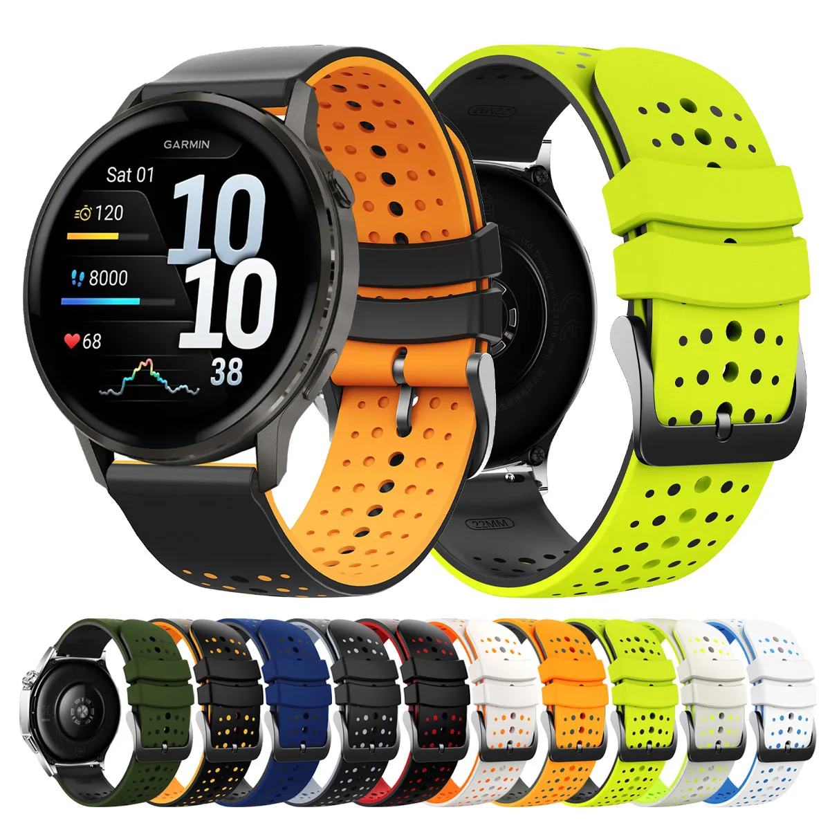가민 베뉴 4 3/비보액티브 4용 22mm 실리콘 손목 스트랩, 가민 포러너 570 47mm 265 255 뮤직용 시계줄