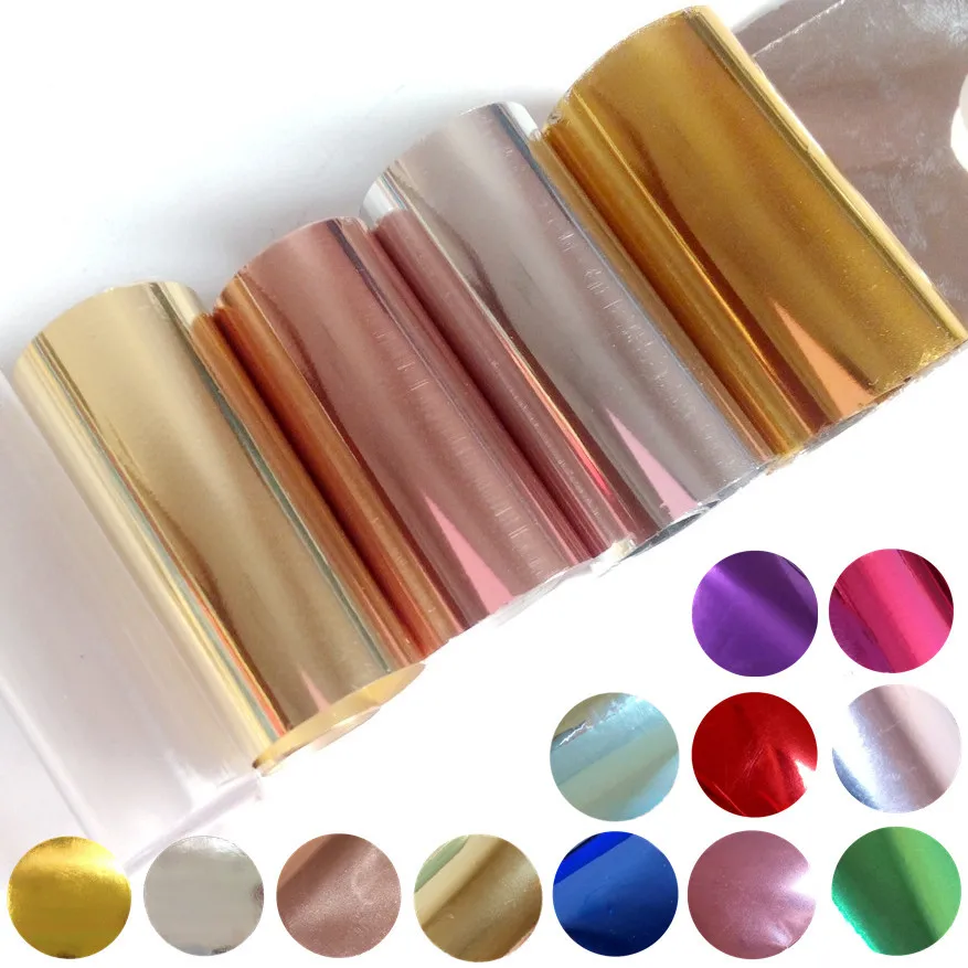 100cm*4cm Metal Mirror Nail Transfer Foil Rose Gold Nail Art Decal Full Cover DIY Manicure Accessory Nails Stickers