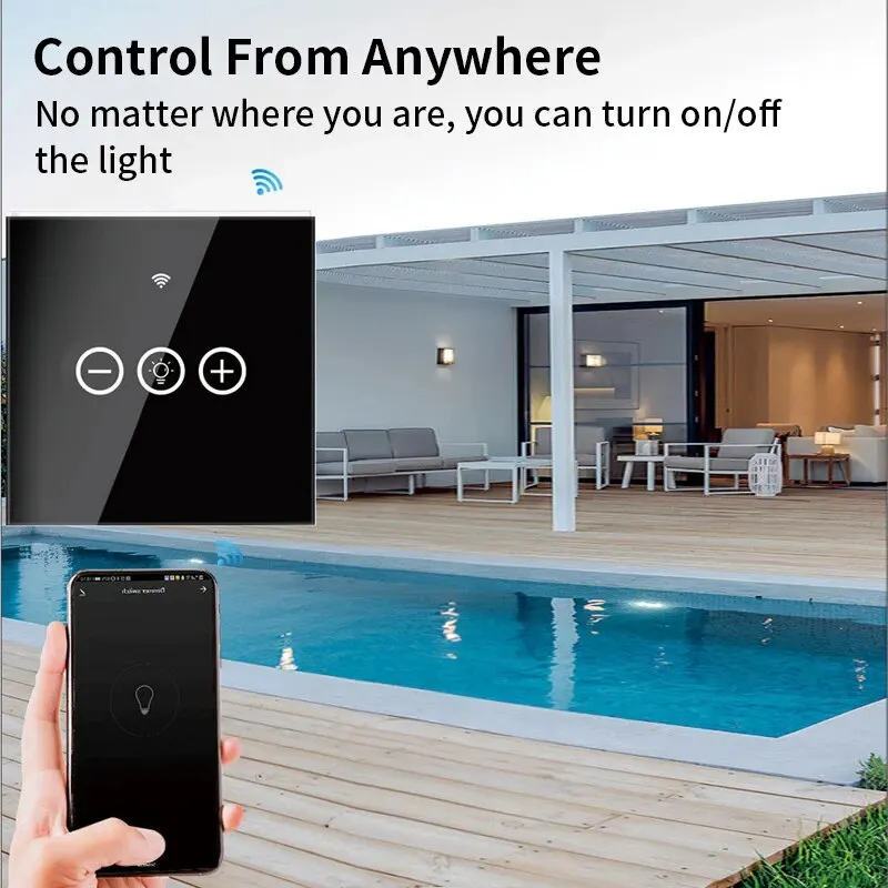 Tuya WiFi EU Smart Dimmer Switch Light Wireless Touch Smart Life APP Voice Control Lamp Switch Work with Alexa Google Home