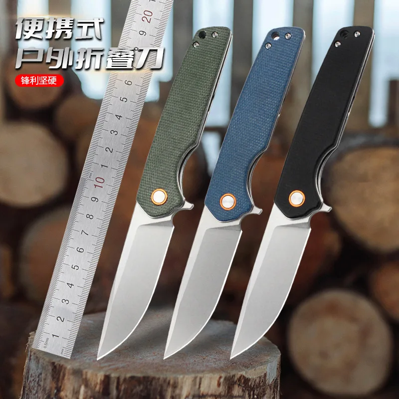 

GT961 Outdoor Camping Folding Knife D2 Blade Flax fibre Handle Pocket Survival Tactical Hunting Utility Fruit Knives EDC Tools