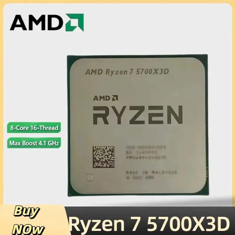 대량 CPU AMD Ryzen 7 5700X3D 8코어 16스레드 3GHz 기본 속도 4.1GHz 부스트 속도 105W AM4 DDR4 X570/B550 칩셋용 Ryzen 5000 시리즈 썸네일 2