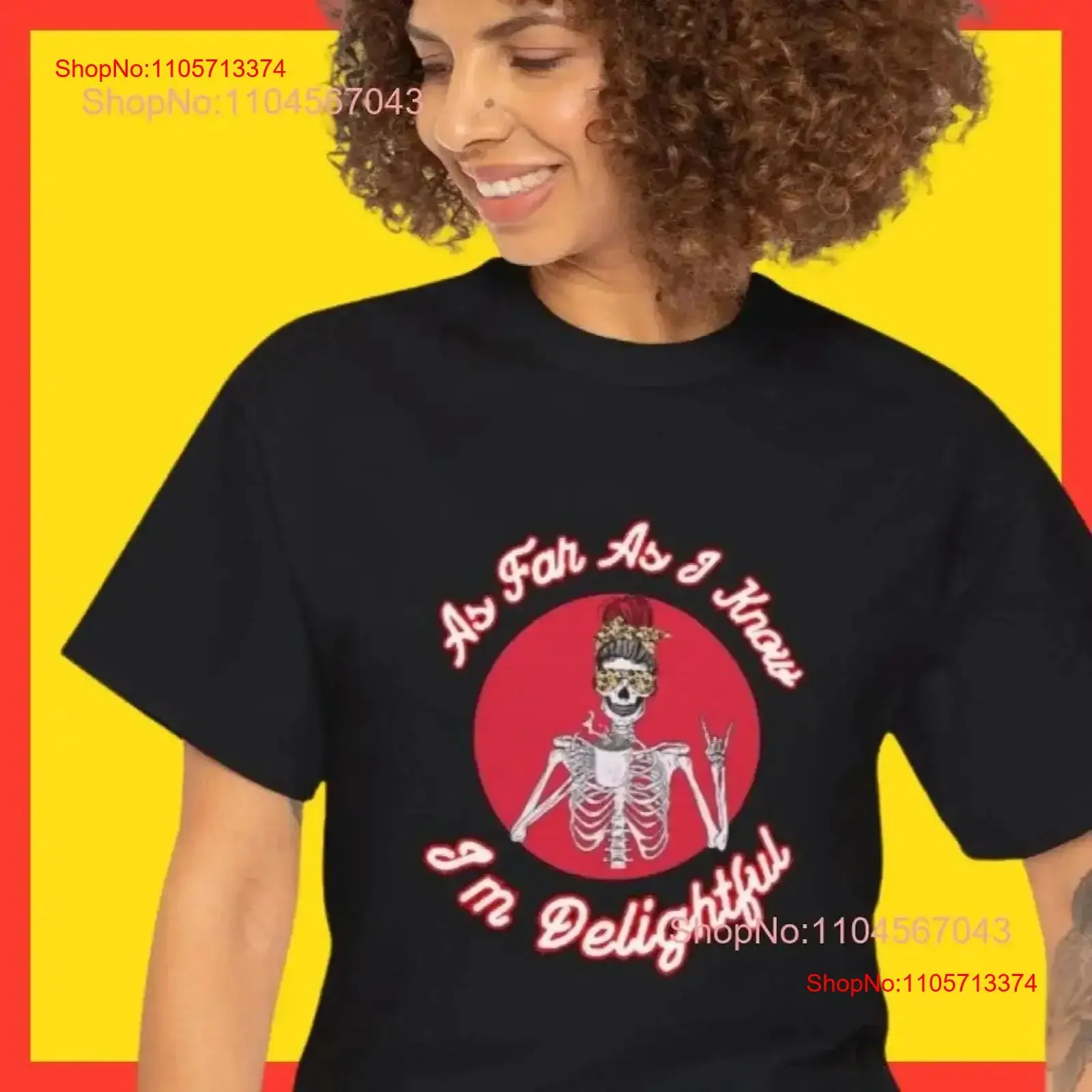 As Far I Know I'm Delightful Skeleton with Coffee T Shirt vintage Washed Soft Top For Everyday Wear Casual Stretched Stylish