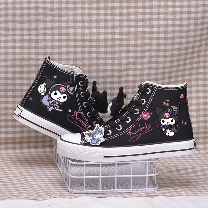 New Sanrio My Melody Kuromi Cute Lolita Cartoon Printed Canvas Women Shoes for Student Kawaii Women's Sneakers Vulcanize Shoes