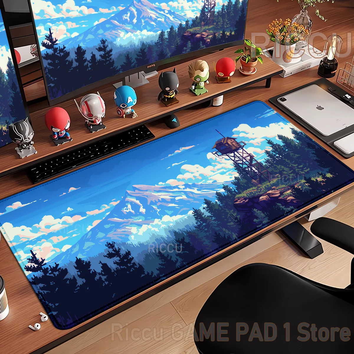 Pixel Art Cloudy Sky Mousepad Cute Mouse Pad XXL E-Sports Desk Pad Extended Gaming Keyboard Mat Large Non-slip DeskMat