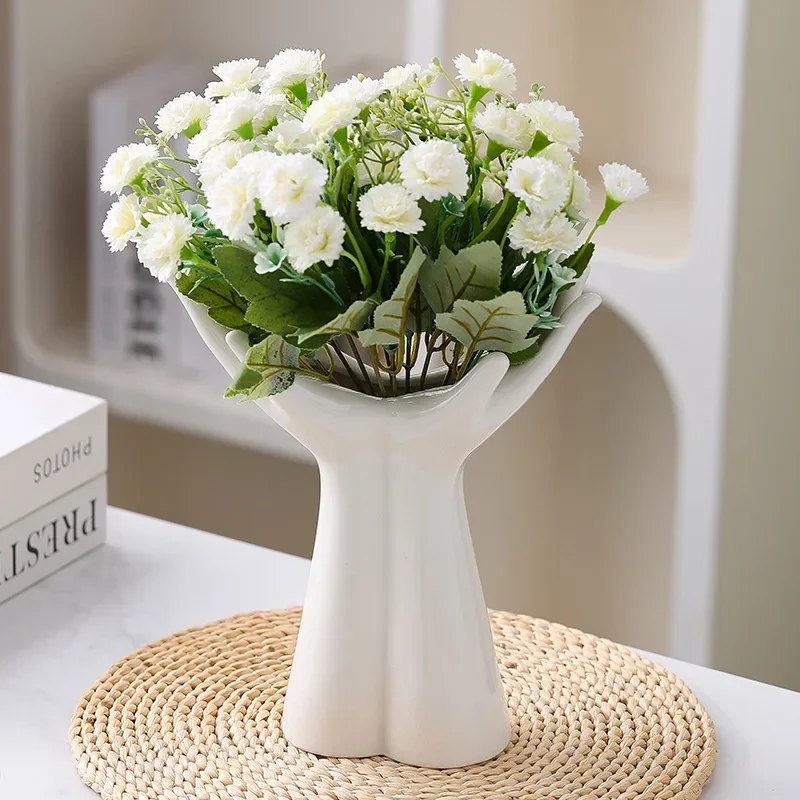 Nordic ceramic vase decoration hydroponic White body ceramic vase Creative flower arrangement Dried flowervase desktop decor