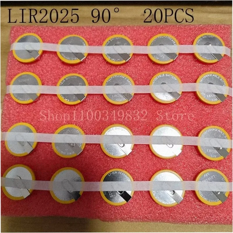 LIR2025  With 90° Pins Button Cell Batteries 2025 With soldering feet Rechargeable Battery For Automobile Remote Control Key