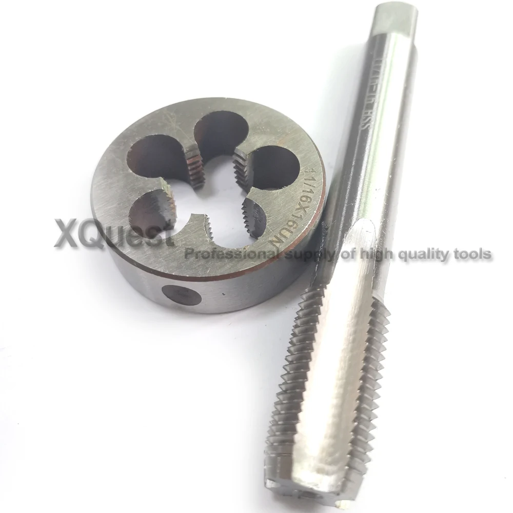 Right Hand HSS machine Unified thread plug tap and die set UN 9/16 5/8 11/16 Fine screw Round dies taps pitch 12 14 16 18 20 24