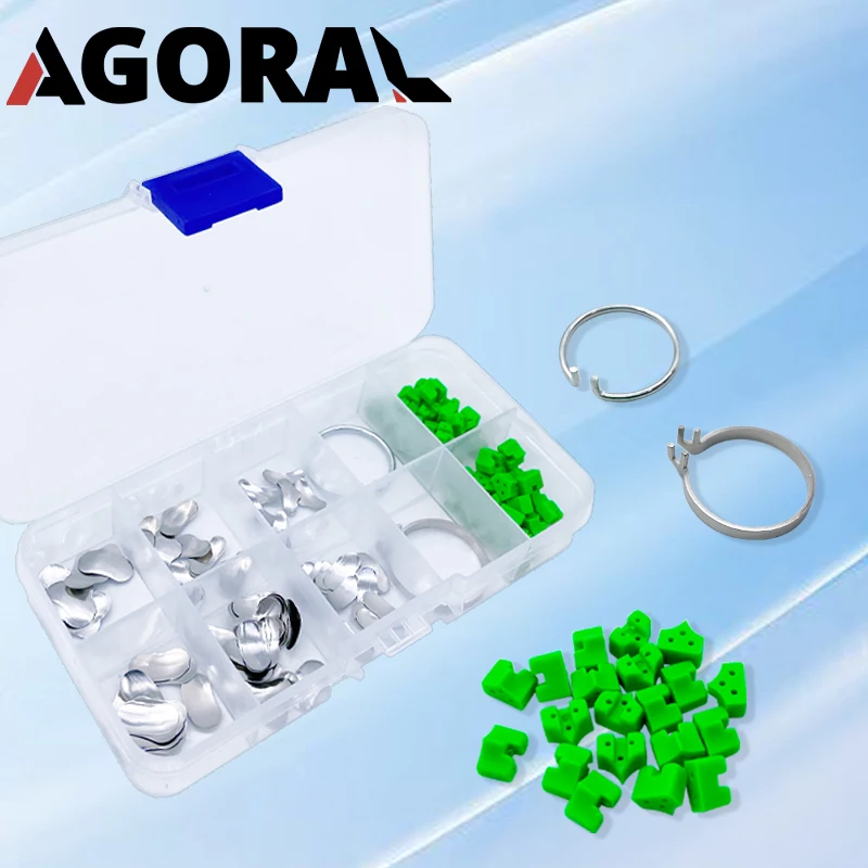 100Pcs/Box Dental Sectional Contoured Metal Matrices Matrix Ring With 40Pcs Silicone Delta Wedges Dentist Tool