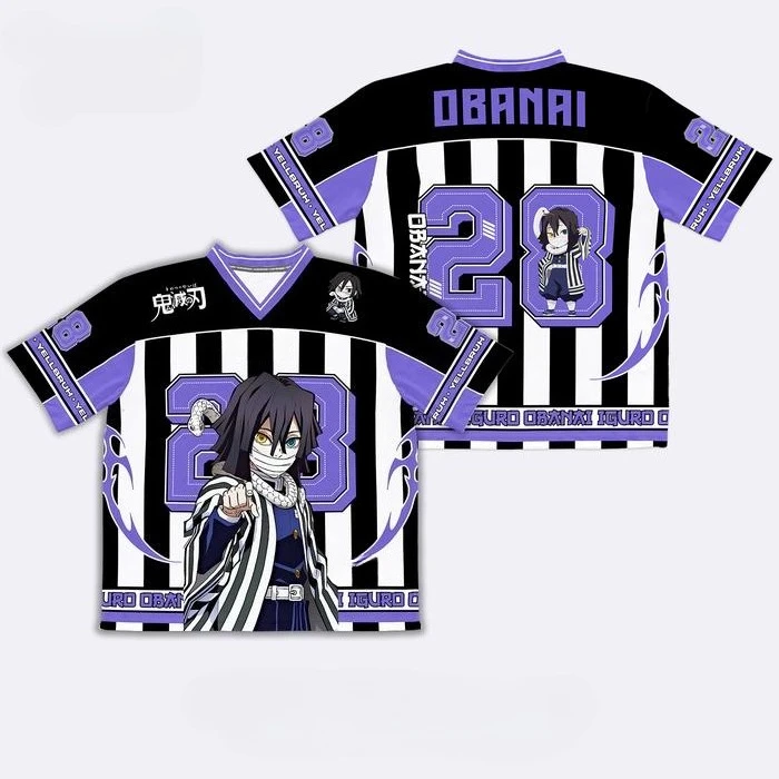 Demon Slayer Obanai Iguro Anime série numéro 28 maillot surdimensionné Kpop Baseball Hockey tenue T-shirt quotidien unisexe hauts t-shirts