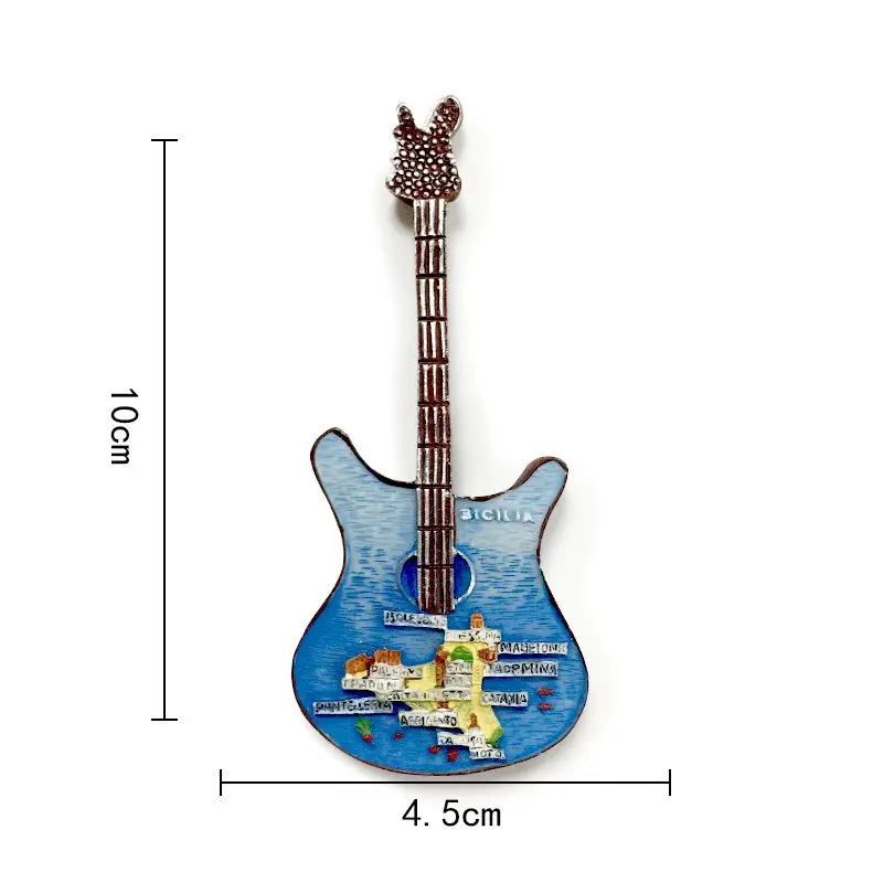 Italy Sicily Landscape Guitar Fridge Magnet 3D Resin Home Decor Items Aimants Frigo Magnets Para Refrigerator Room Decoration
