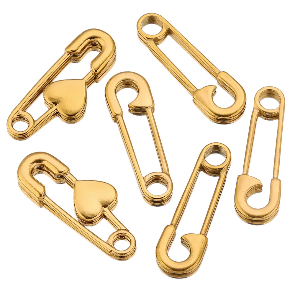 5pcs/lot Stainless Steel Heart Pin Shape Charms Connectors for Jewelry Making Materiales Findings DIY Earring Bracelet Wholesale