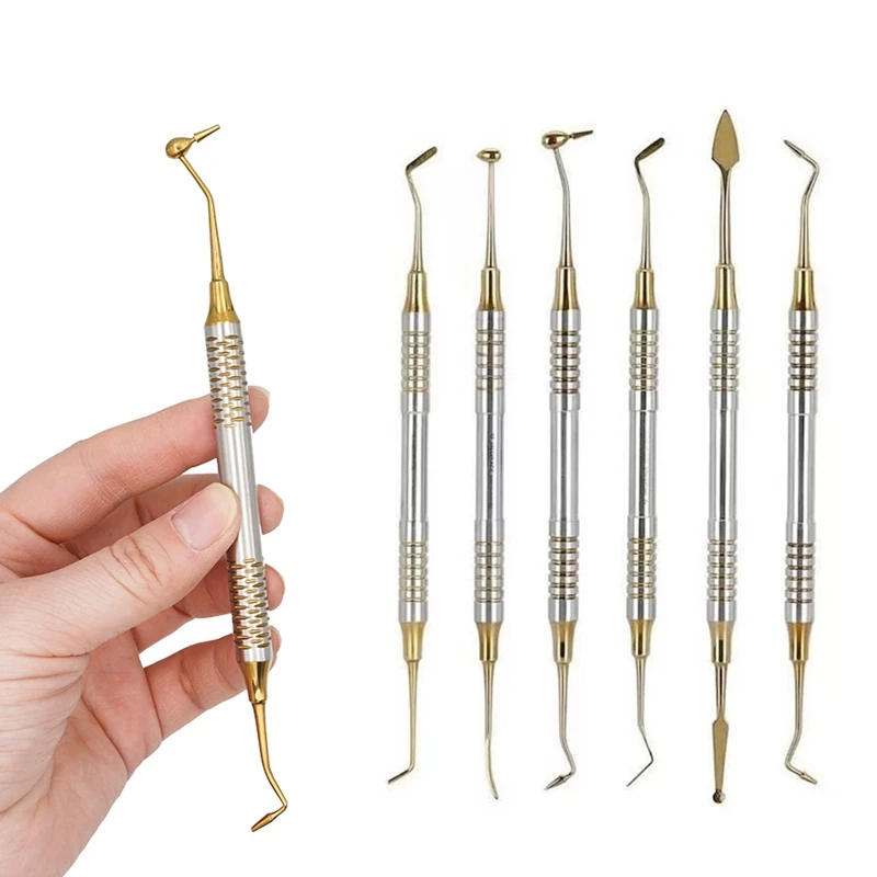 

6Pcs Dental Resin Spatulas Composite Filling Titanium Plated Head Filler Restoration Set Dentist Instrument Dentistry Materials