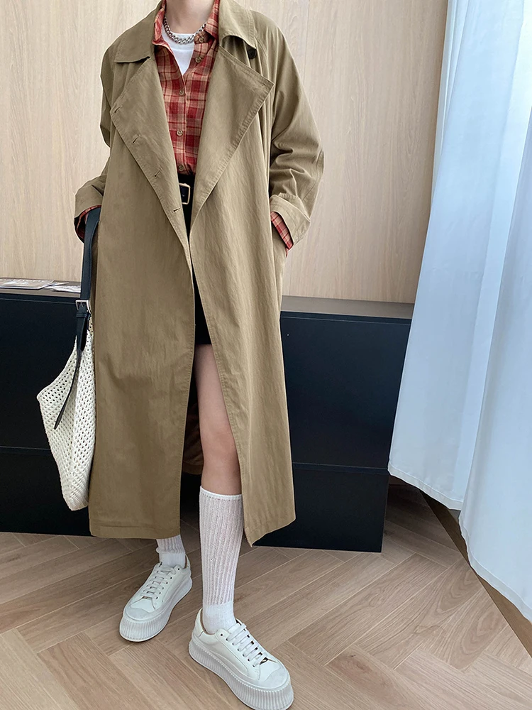 YERMORA grijs gordel korte casual geul voor vrouwen revers lange mouw losse nieuwe windjack mode tij lente herfst 2025