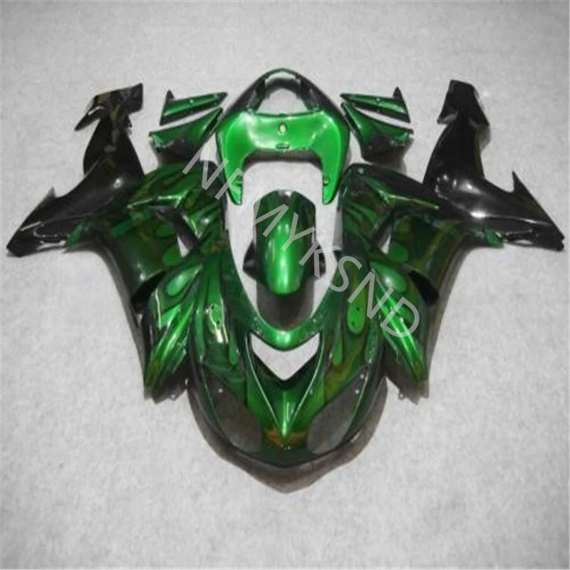 

Комплект обтекателя мотоцикла для Kawasaki Ninja ZX10R 06-07 ZX 10R 06 07 ZX-10R 2006 2007 г., обтекатель зеленого и черного пламени