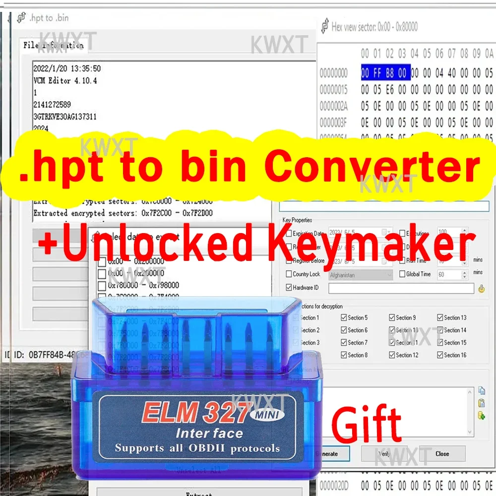 .hpt to bin Converter With Free Keygen Compare Genuine and Modified Files Unlock Tuner Unlock Hpt Raw Edit for Multi Laptop