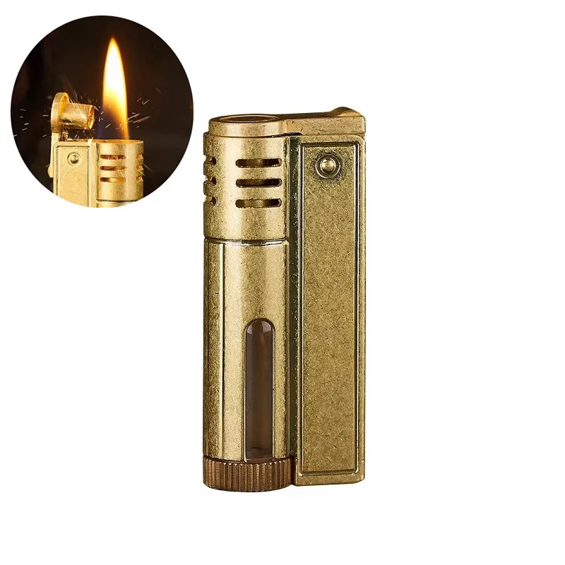 New Retro Classic Kerosene Cigar Pipe Flint Lighter Windproof Outdoor Grinding Wheel One-key Ignition Lighter Men's Gift