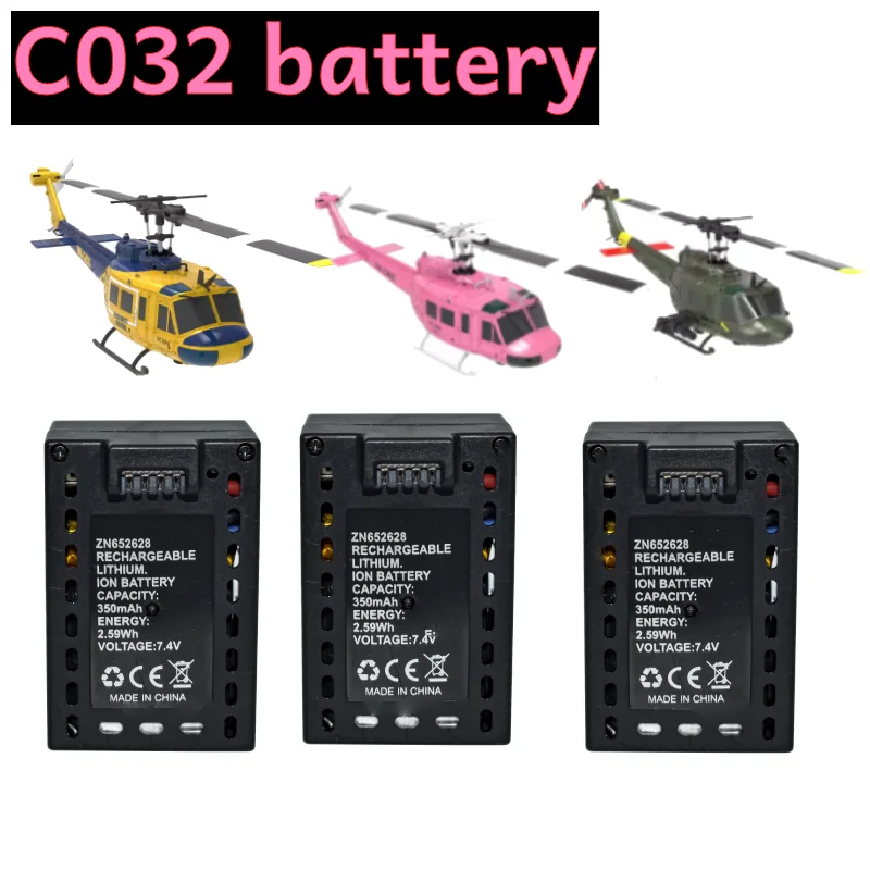 Orginal Battery 7.4V 350mAh LiPo Battery For Huey C032 Uh-1 Helicopter For C032 Uh-1 Huey RC Aircraft Spare Parts