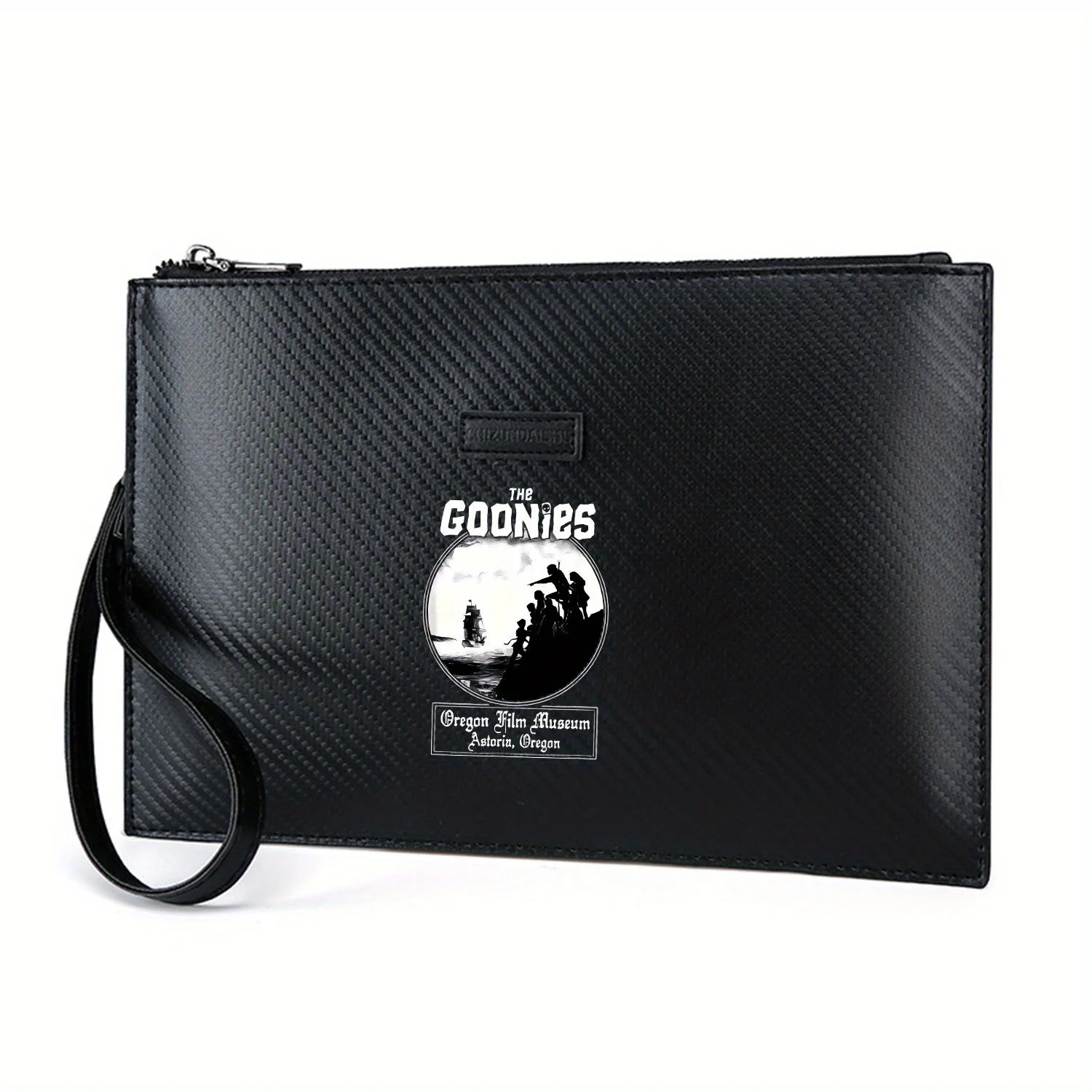 The Goonies Film Scene Silhouette nera Elegante borsa da uomo in PU stampata Alla moda e pratica per il trasporto quotidiano