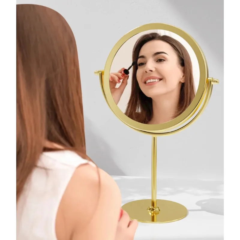 مرآة مكياج أوروبية عتيقة، 360 درجة ° مرآة طاولة تزيين دوارة من الحديد أحادية الجانب، حامل سطح مكتب دوار دائري #4