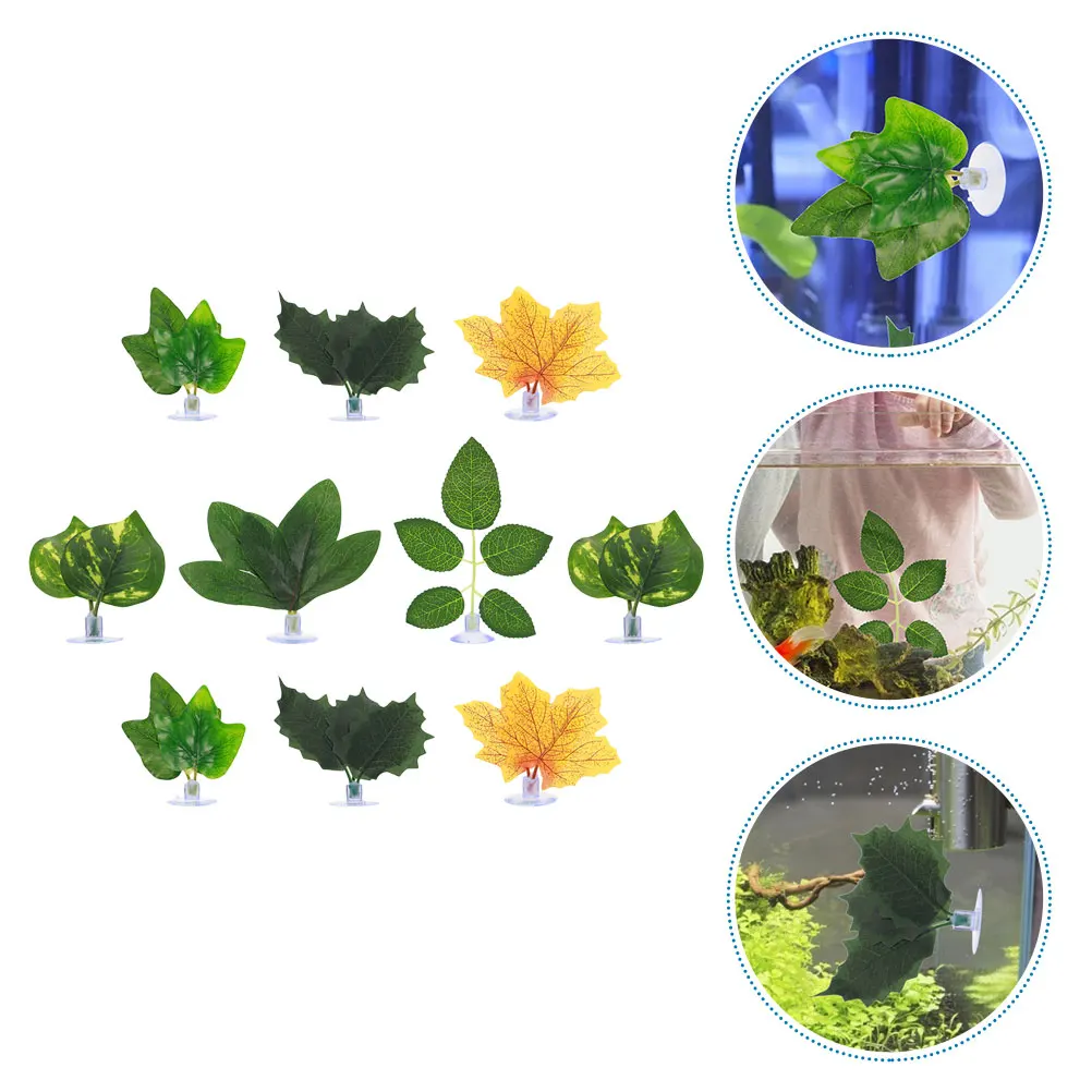 

10 Pcs Leaves for Aquarium Simulation Leaves Fish Tank L scaping Decor Artificial Plants PlasticAquarium L