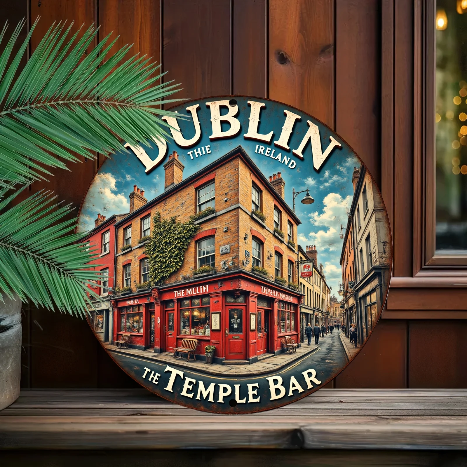 2D Flat, 1pc Metal Sign Vintage Dublin Ireland Temple Bar Wall Art - Metal Sign with Vibrant Colors, No Electricity Needed