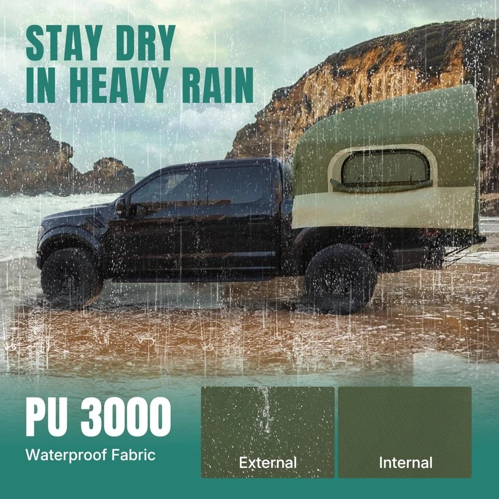 خيمة سرير شاحنة 5.5 قدم - 8 أقدام لشخصين/عائلة 2 دقائق إعداد سريع خيمة شاحنة بيك اب قابلة للنفخ، PU 3000 مم مقاومة للماء - ترقية جديدة #6