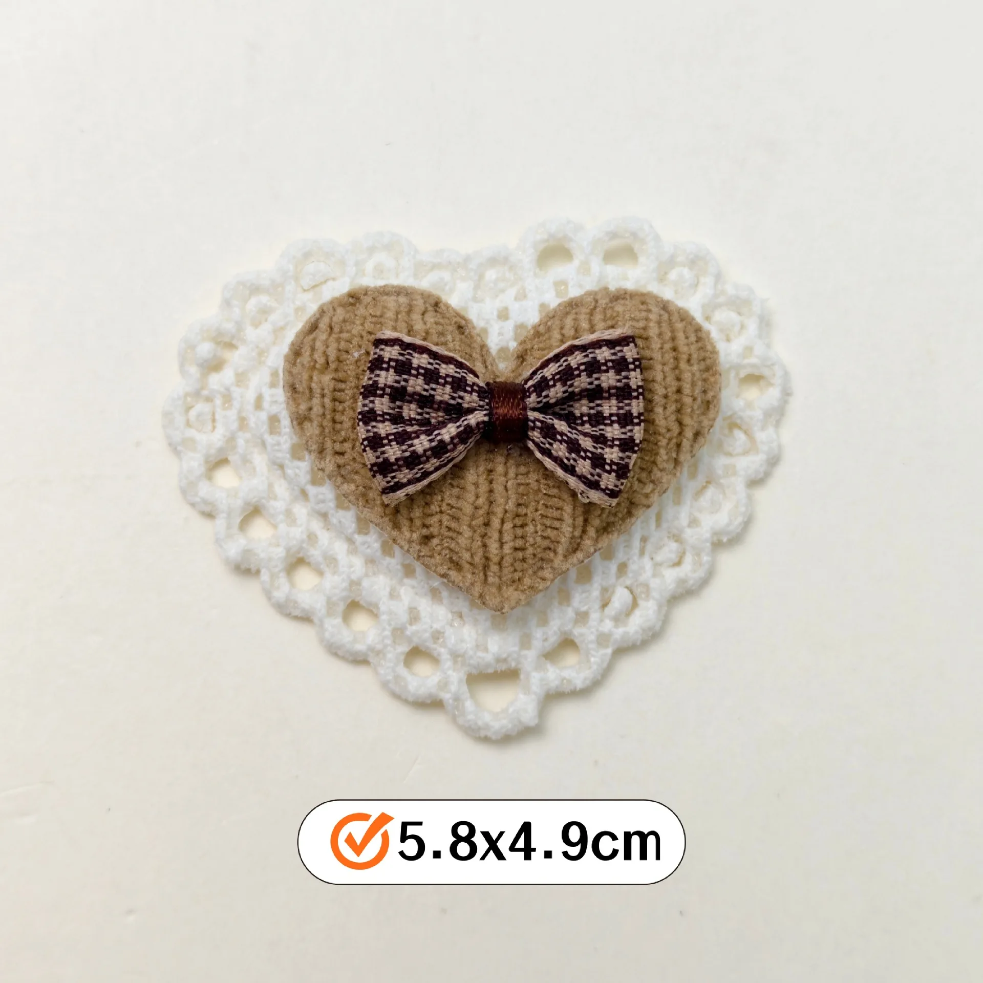 10Pcs Double Layer Heart Fabric Patches with Bowknot for DIY Clothing Hair Clip Sock Scarf Hairpin Decorations