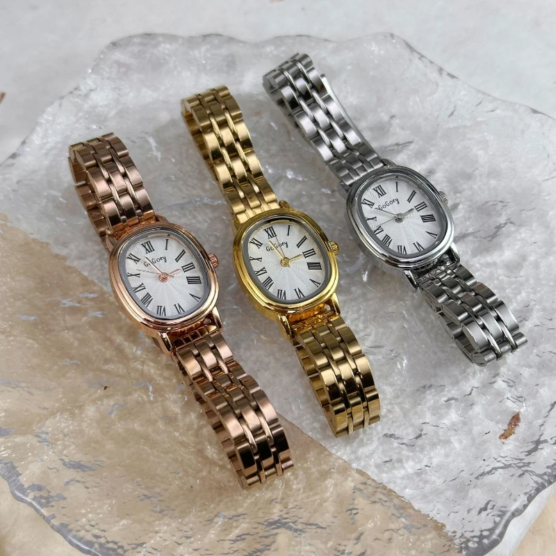 

Лидер продаж, модные универсальные женские кварцевые часы с овальным циферблатом, римская шкала, наручные часы с золотым стальным ремешком, дропшиппинг Montre Femme 시계