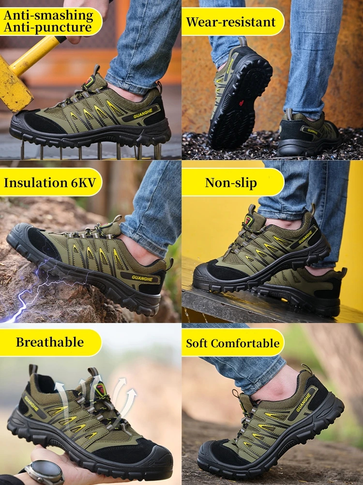 Chaussures de Sécurité Isolantes pour Homme, Baskets de Travail Légères, Anti-écrasement et Anti-crevaison, Bottes de Protection à Boucle IndeBuckle, 6KV