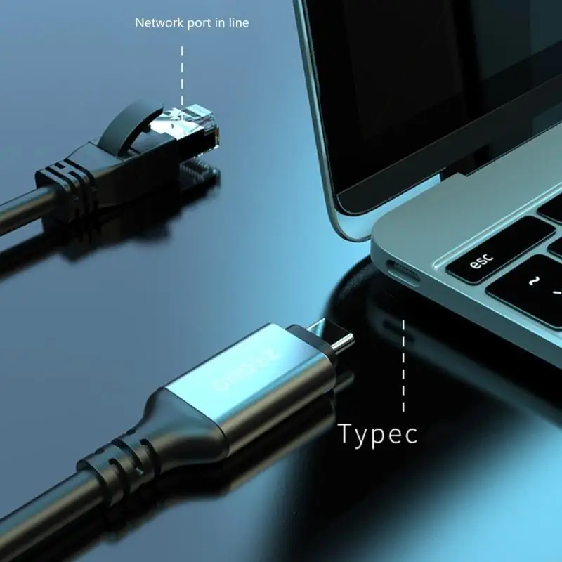 G6DD USB C to RJ45 Ethernet Converters Cable Networking Chip 1000Mbps for Laptops