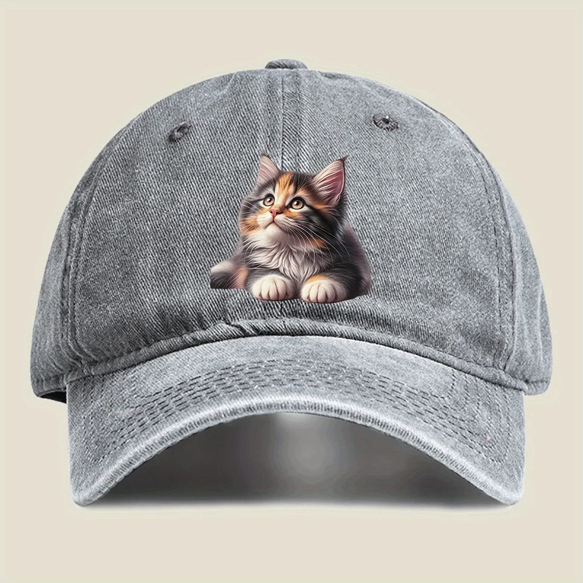 Looking Up at The Cat Print Washed Baseball Cap, Suitable for Summer Outdoor Sports And Casual Wear, Available in Sets of 1 Or 2