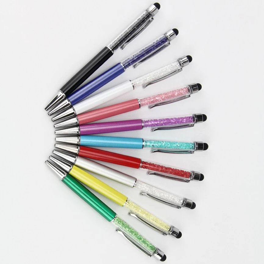 

200 шт. Роскошный кристалл 2 в 1, емкостный стилус для сенсорного экрана с шариковыми ручками для iPhone, Android, мобильного телефона, планшетного ПК