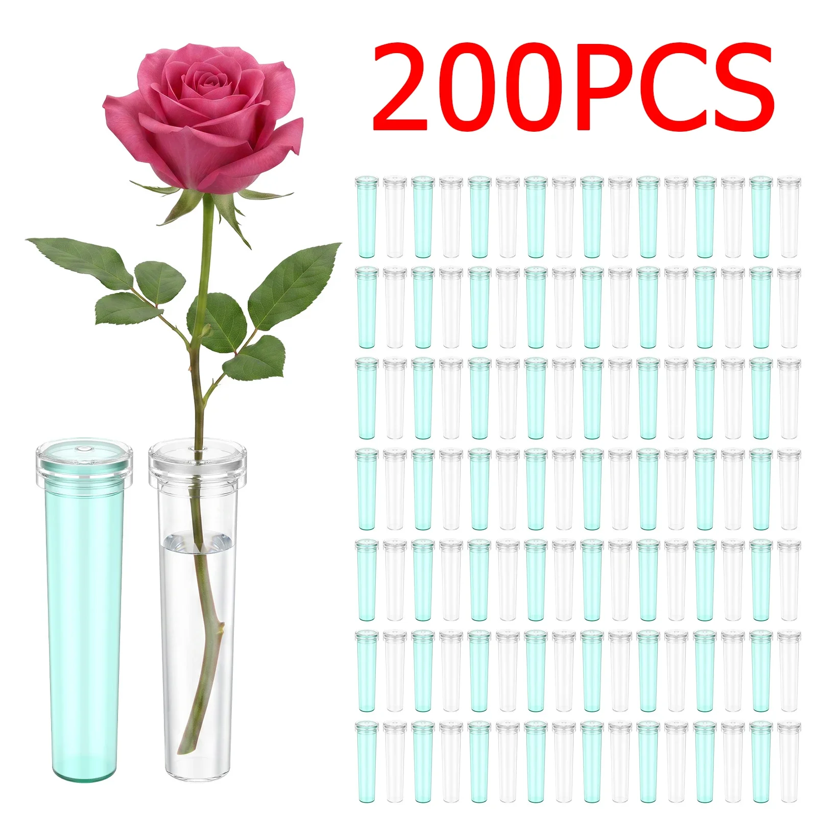  200Pcs Flower Water Tubes 2.8 Inch Plastic Water Tubes with Cap For Keep Fresh Hydroponic Container Plant Floral Decoration