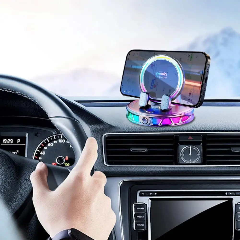 

Automatic Phone Mount Wireless Charging Car Phone Mount with Rgb Ambient Light 15w Magnetic Charger Stand Vacuum Suction