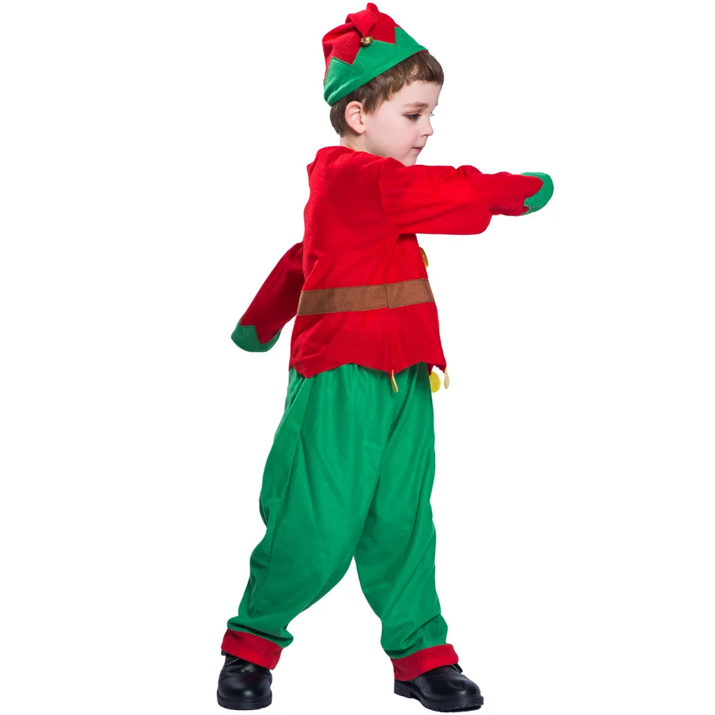 New Cute Kids' Christmas Elf Costume Set Hat Top Pants 3pcs Parties Events Holiday Photography