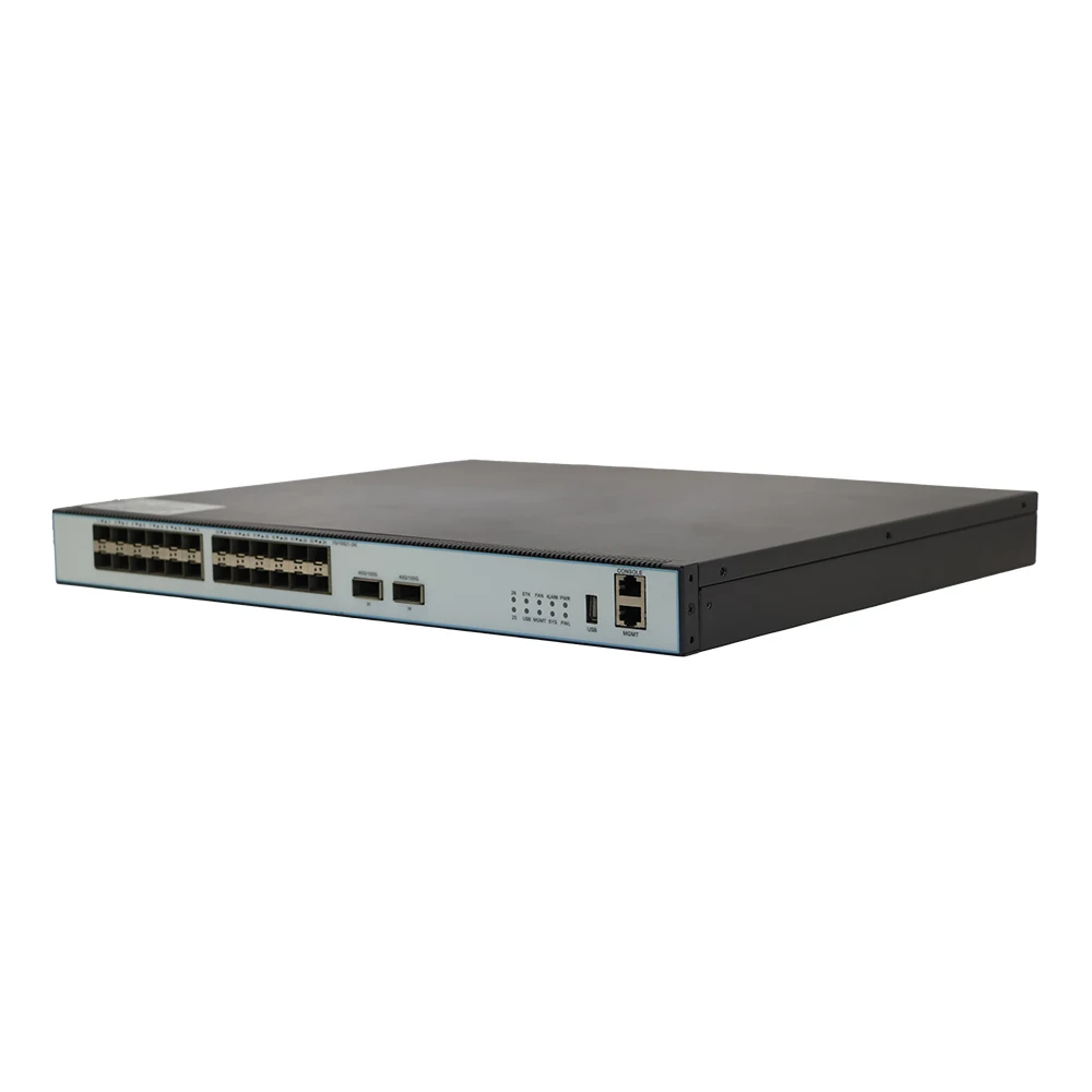 Bullscom 26-poorts multi-gigabit layer 3-stapelbare beheerde switch |   24x 10Gb SFP+ en 2x 100Gb QSFP28-poorten |   Op rek gemonteerd