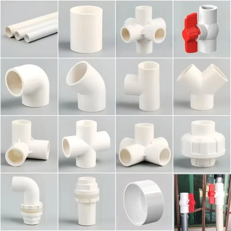 White PVC Pipe Connector Direct Elbow Tee 4-way Joint Aquaculture Drainage Joint Garden Irrigation DIY Shelves Pipe Fittings
