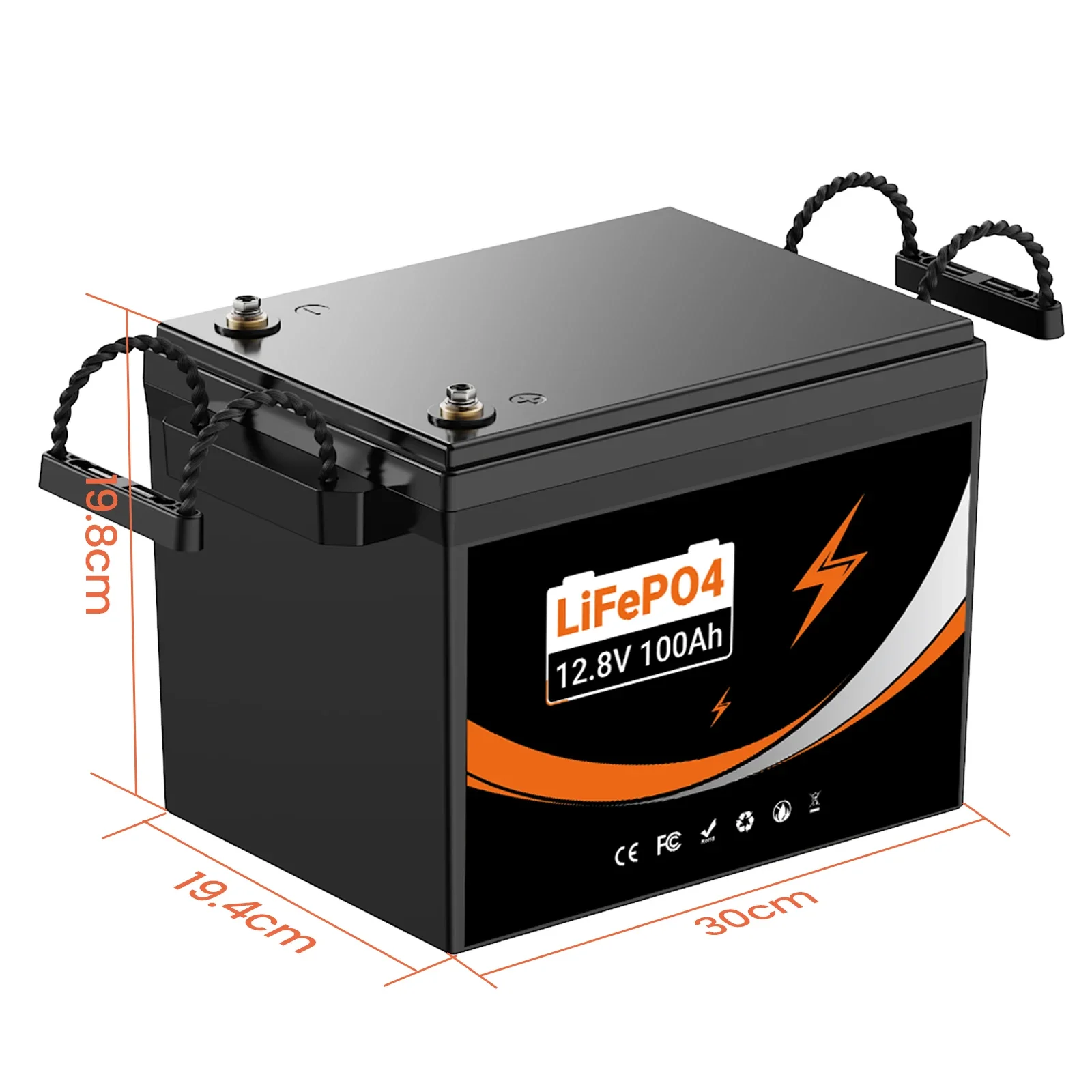 12V 100Ah Lithium Iron Phosphate Battery - 2000-7000 Cycles, Built-in BMS for RV, Solar, Boat, Trolling Motor, UPS