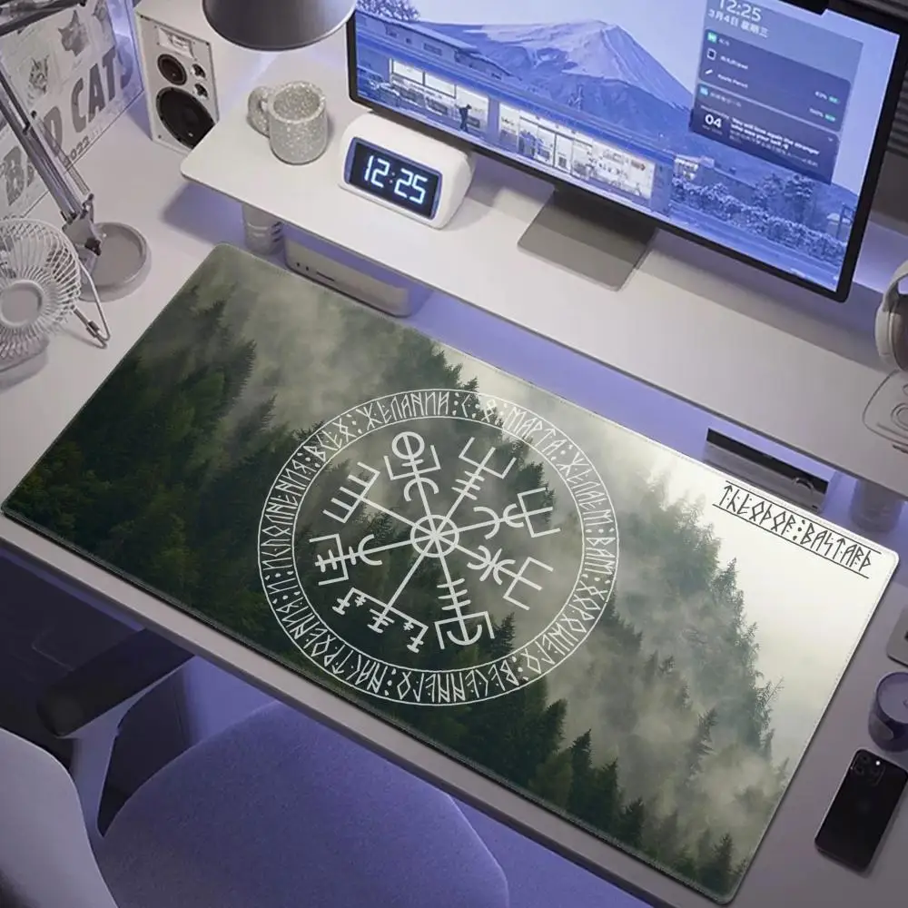 Viking-Vegvisir Logo Mousepad INS Tide Large Thickened Mouse Pad Oversized Gaming Keyboard Notebook Table Mat for PC Computer