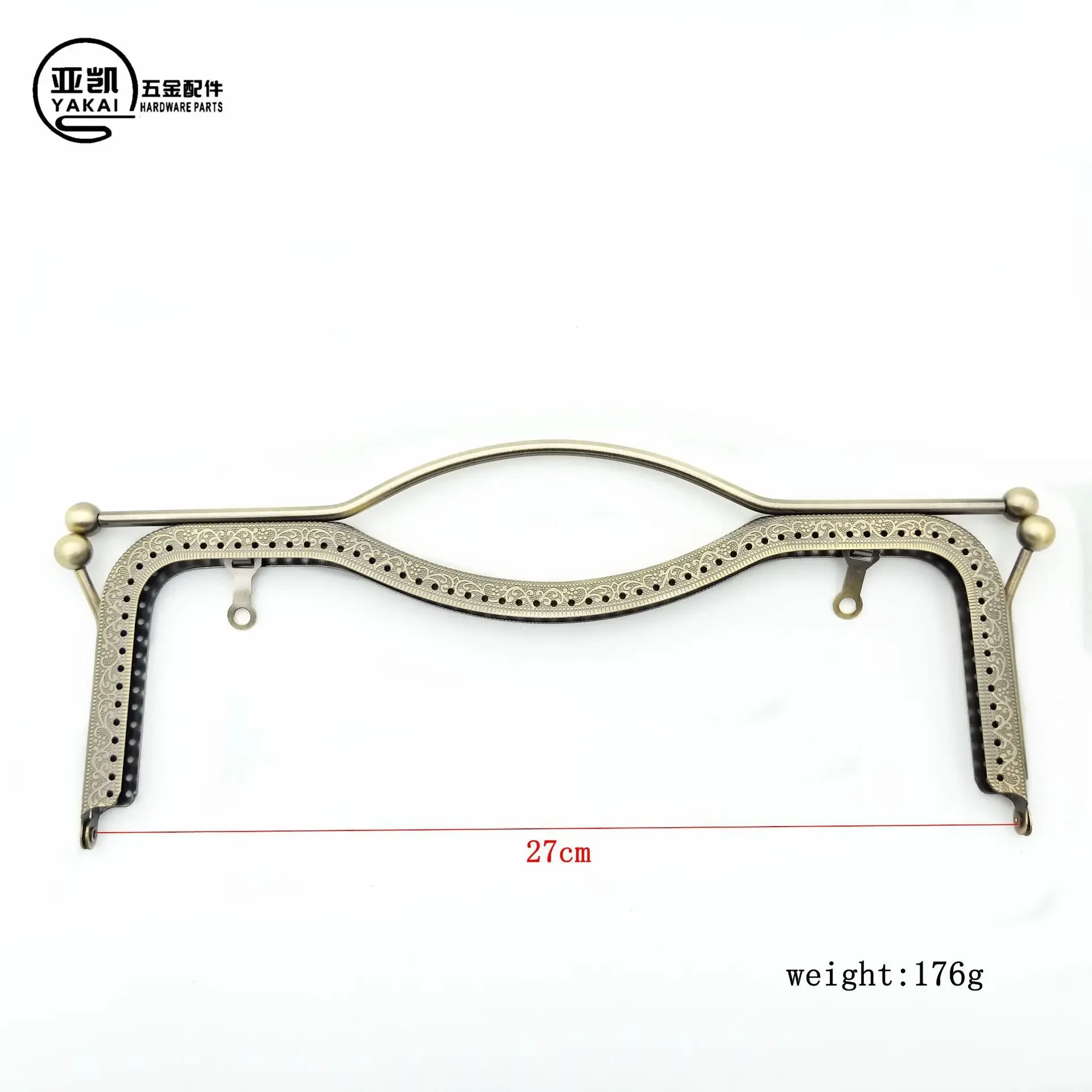 High Quality 27CM Rectangle Concave Embossing With Handle Clutch Bag Frame Large Metal Kiss Clasp For Bag Sew Accessories