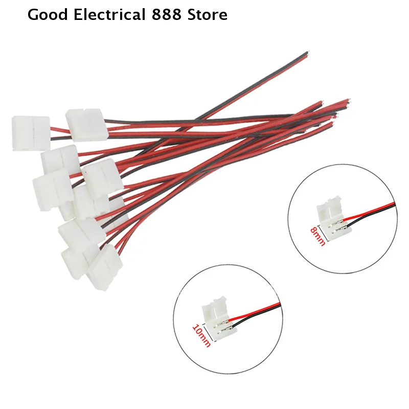 10 Pcs 2-Pin Power Connector for LED Strip Lights 8mm/10mm Splice Clip SMD 3528 5050 5630 Compatible with LED Strip Lamps
