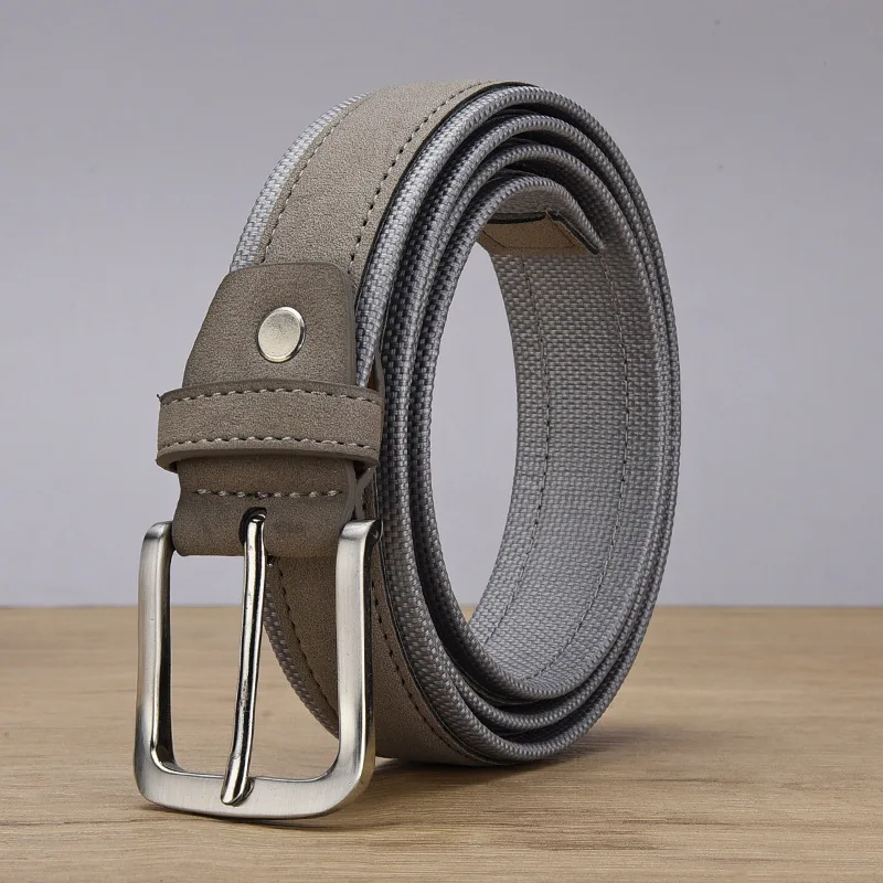 Luxury Genuine Leather Men's Belt Nubuck Suede Oxford Cloth Alloy Pin Buckle Casual Designer Belt Men Spot Wholesale