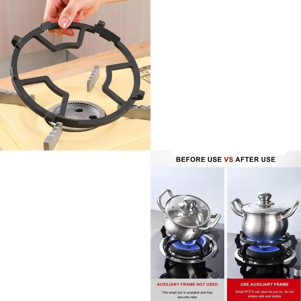 F19B Gas Wok Support 19cm Ranges Stand Heat Resistant Cooktops Rack Carbon Steel Stove Support for Round Bottom Pans